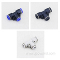 T Type 3 Way Pneumatic Pipe Quick Fittings